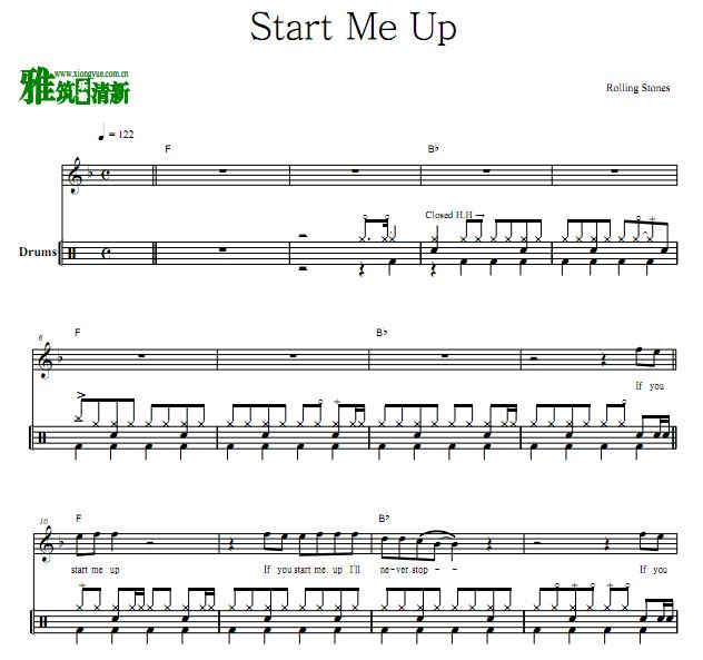 The Rolling Stones乐队鼓谱 Start Me Up鼓谱