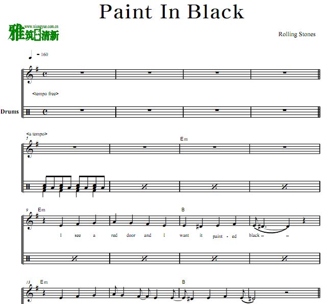 The Rolling Stones乐队 Paint It Black 鼓谱