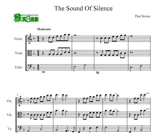 The sound of silence小提琴中提琴大提琴合奏谱