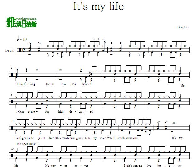 邦乔维乐队  Bon Jovi - It's my life 鼓谱