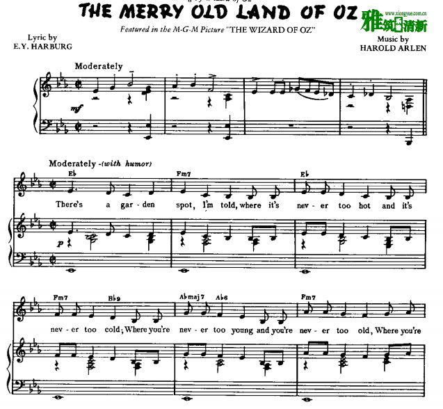 绿野仙踪 The merry old land of oz 钢琴伴奏谱 声乐谱