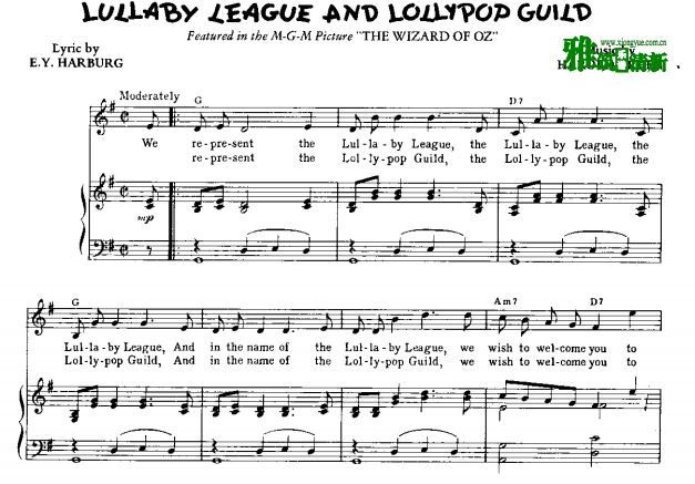 绿野仙踪 Lullaby league and lollypop guild钢琴伴奏谱