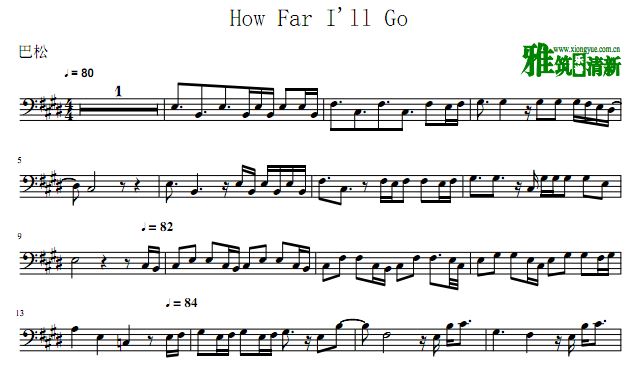 海洋奇缘 How Far I'll Go 巴松谱