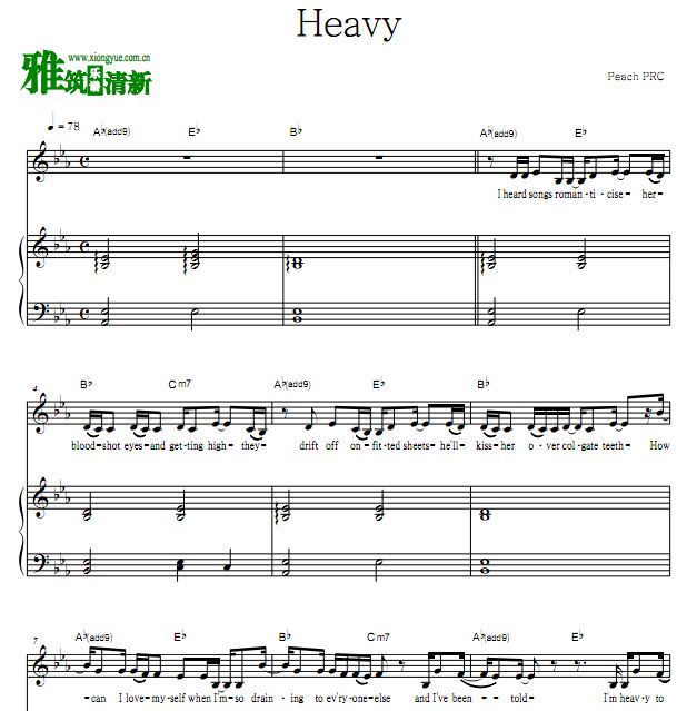 Peach PRC - Heavy 钢琴弹唱歌谱谱