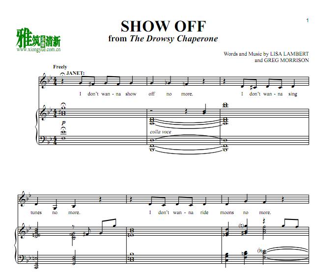 The Drowsy Chaperone - show off钢琴伴奏谱
