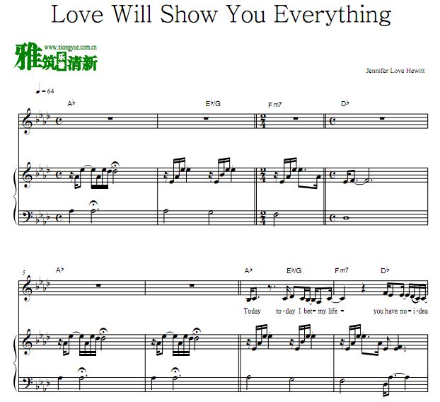 Love Will Show You Everything伴奏钢琴谱
