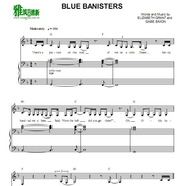 Lana Del Rey - Blue Banisters钢琴伴奏谱