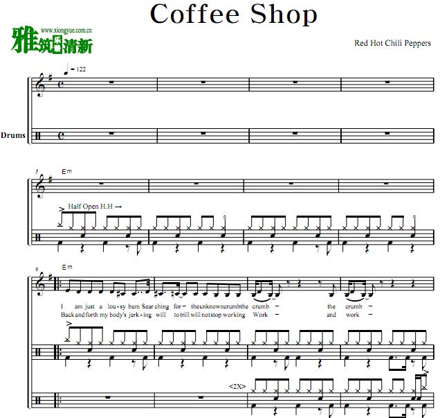 Red Hot Chili Peppers - Coffee Shop 鼓谱
