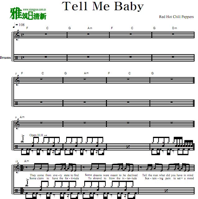 Red Hot Chili Peppers  - Tell Me Baby 鼓谱