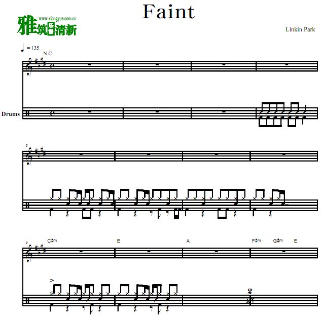 Linkin Park 林肯公园乐队鼓 - Faint 鼓谱