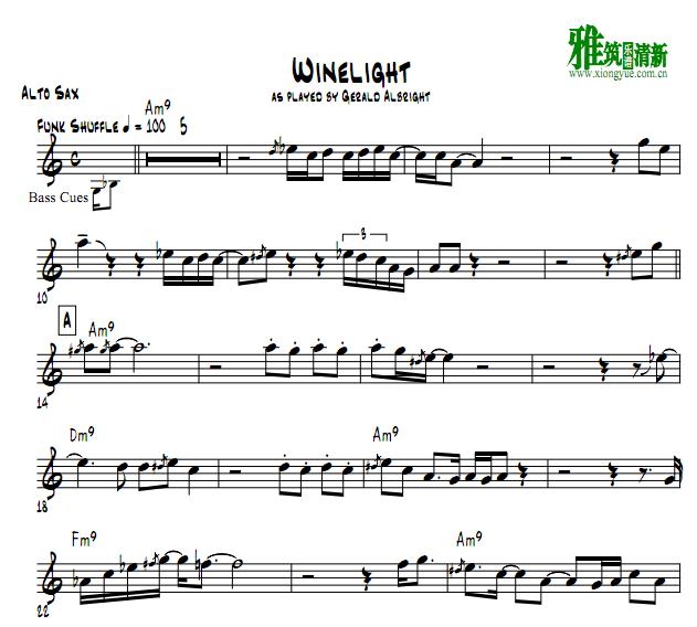 Gerald Albright - winelight萨克斯 solo谱