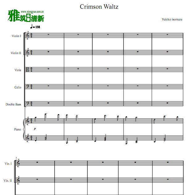 绯红的华尔兹 Crimson Waltz钢琴六重奏谱