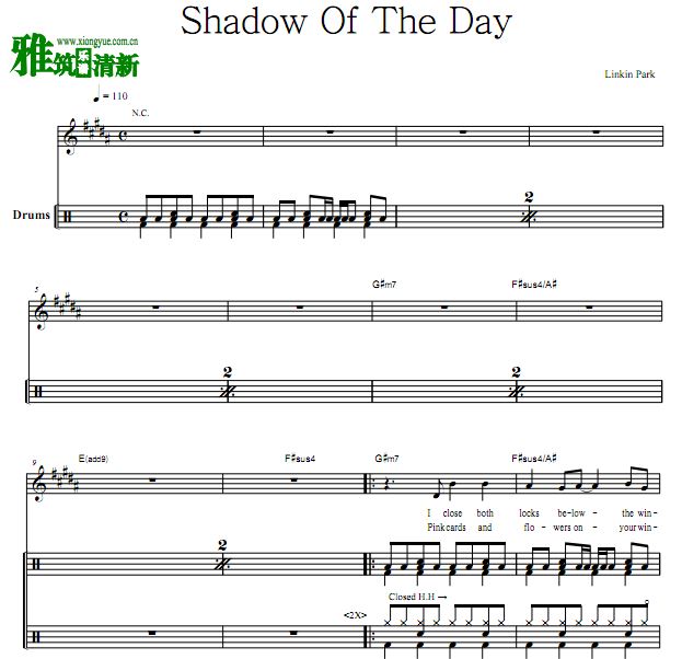 Linkin Park - Shadow Of The Day 鼓谱
