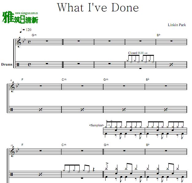 林肯公园 - What I've Done 架子鼓谱
