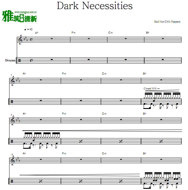 Red Hot Chili Peppers - Dark Necessities 鼓谱