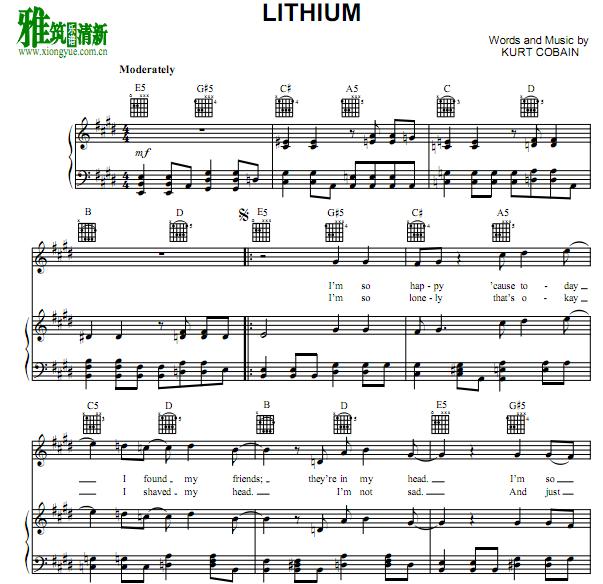 Nirvana - Lithium钢琴谱