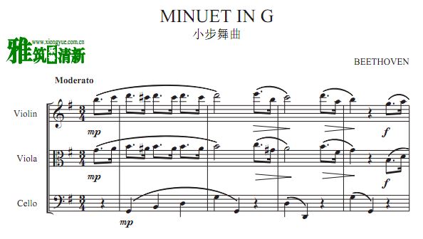 贝多芬 G大调小步舞曲弦乐三重奏谱