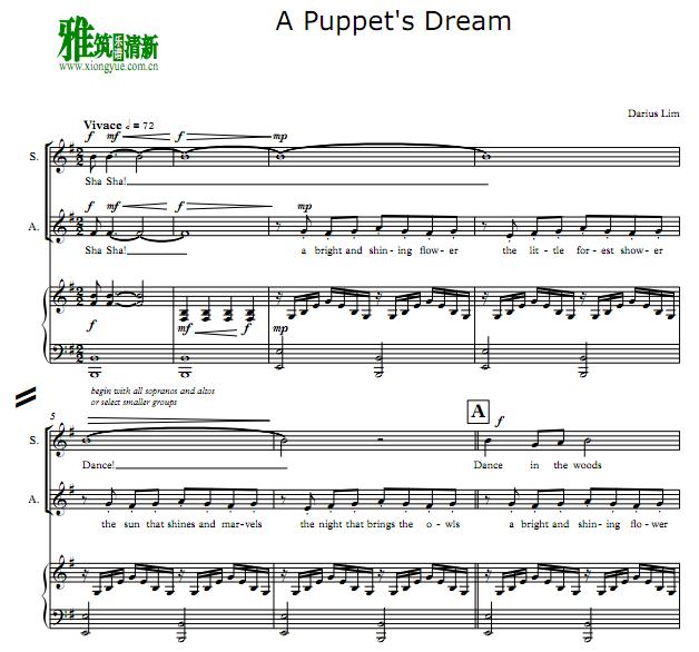 a puppet's dream 合唱钢琴打击乐伴奏谱