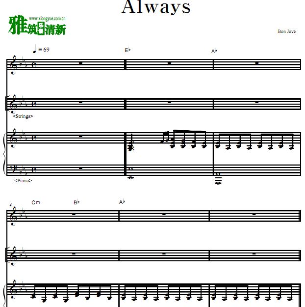 邦乔维Bon Jovi - Always乐队键盘谱