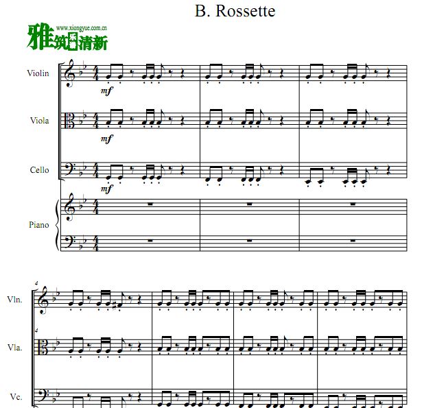 B.Rossette 白色巨塔 小提中提大提钢琴四重奏谱