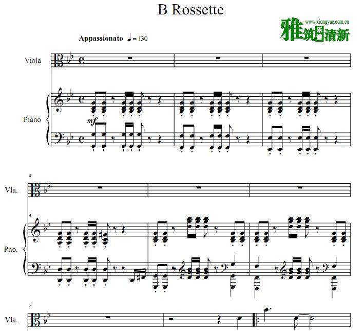 B.Rossette 白色巨塔中提琴谱 钢琴伴奏谱