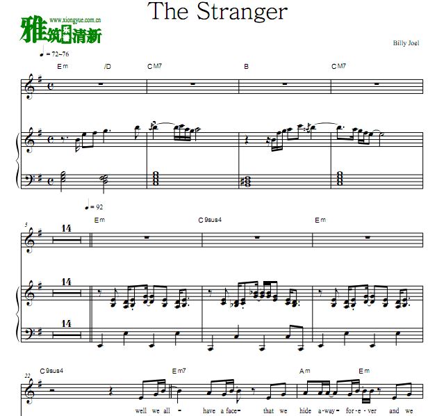 Billy Joel - The Stranger歌谱 钢琴弹唱谱 正谱