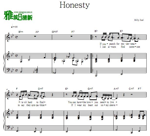 Billy Joel - Honesty歌谱 原谱