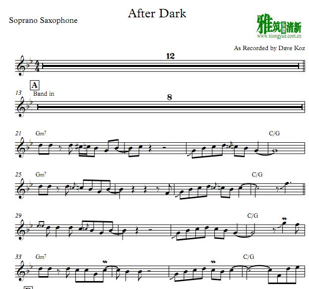 Dave Koz - After Dark 萨克斯谱 Soprano
