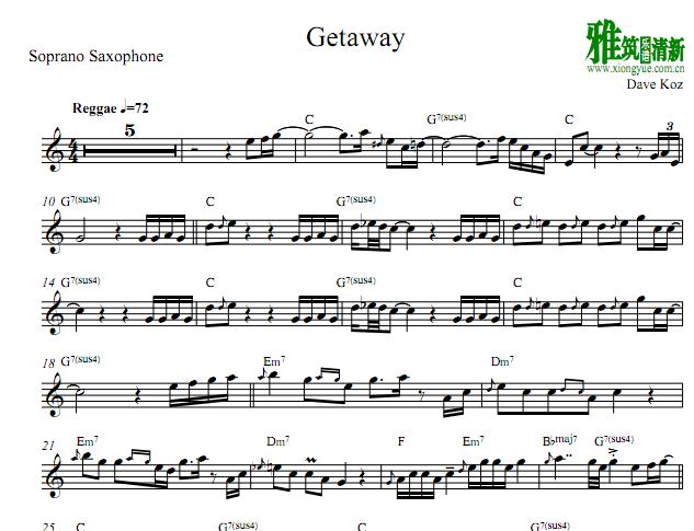 Dave Koz - Get away 萨克斯谱