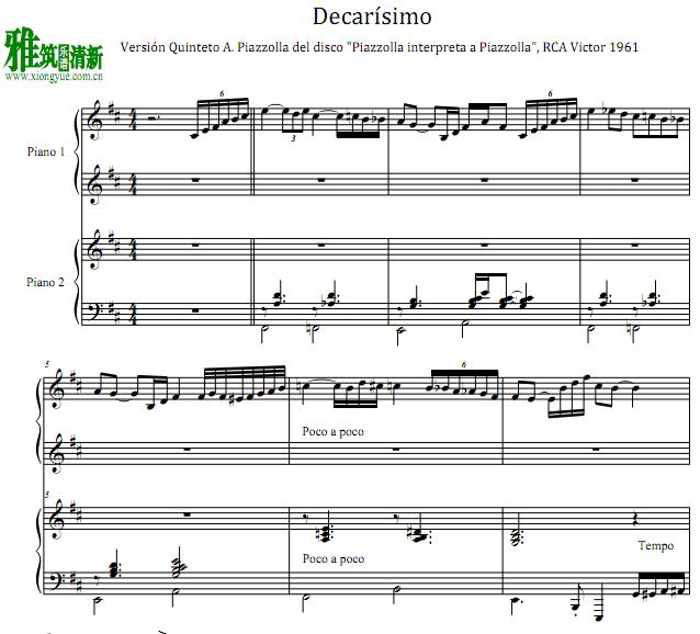 decarisimo 四手联弹谱