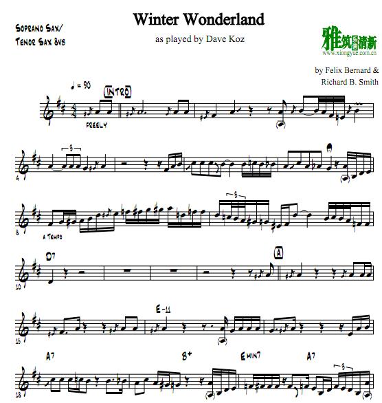 Dave Koz - Winter Wonderland 降B萨克斯谱