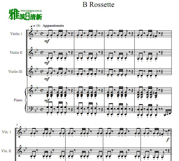 B.Rossette 白色巨塔小提琴钢琴四重奏谱