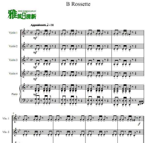 B.Rossette 白色巨塔 小提琴钢琴五重奏谱