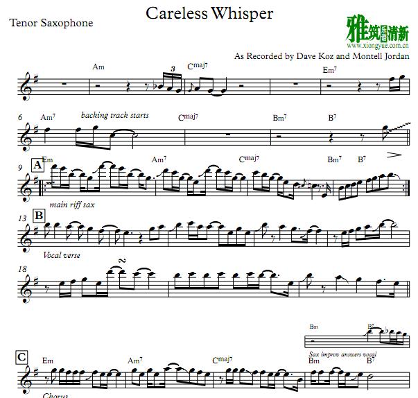 Dave Koz - Careless Whisper萨克斯谱