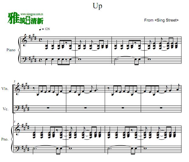 Sing Street  - Up小提大提钢琴三重奏谱