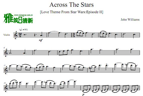 Across The Stars小提琴独奏谱
