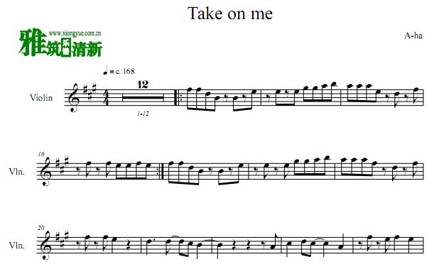Take on me小提琴谱