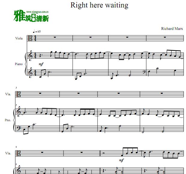 Right Here Waiting 中提琴钢琴伴奏谱
