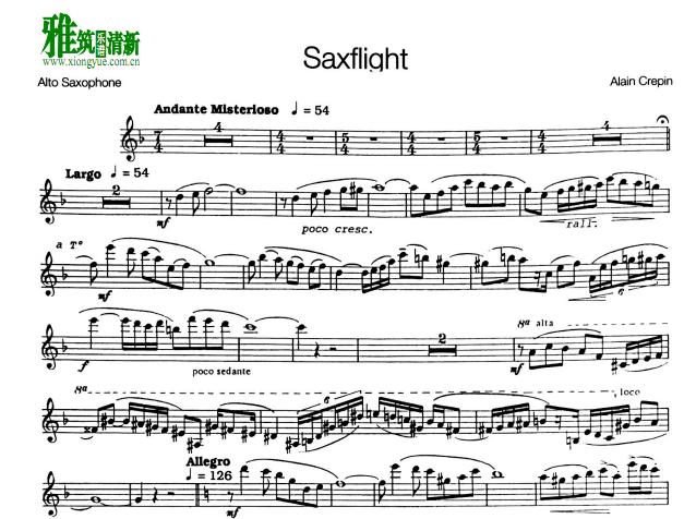 Alain Crepin - saxflight  萨克斯谱