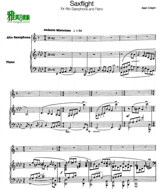 Alain Crepin - saxflight萨克斯钢琴伴奏谱