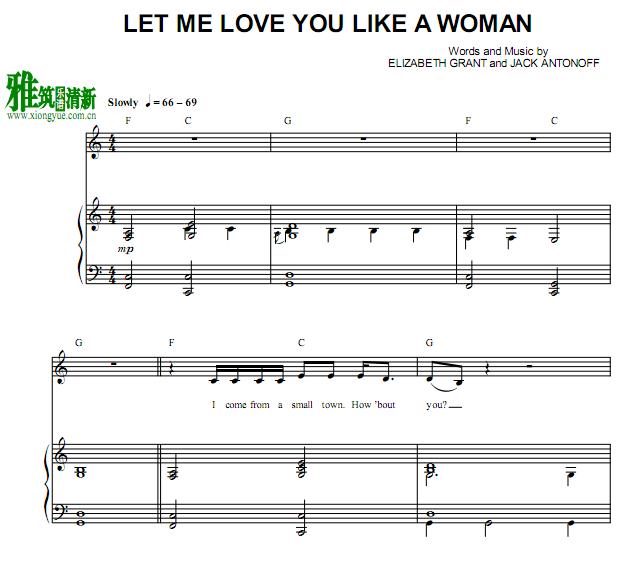 Let Me Love You Like a Woman钢琴伴奏谱