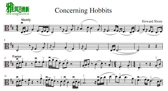 Concerning Hobbits中提琴谱