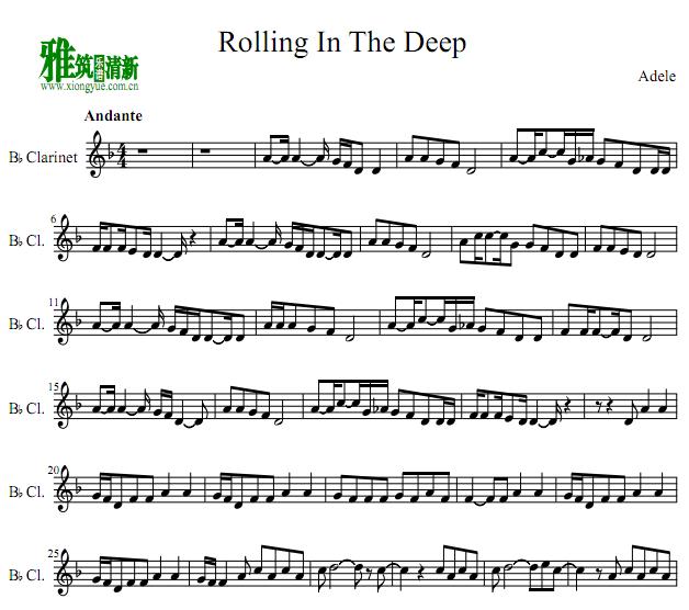 rolling in the deep单簧管谱