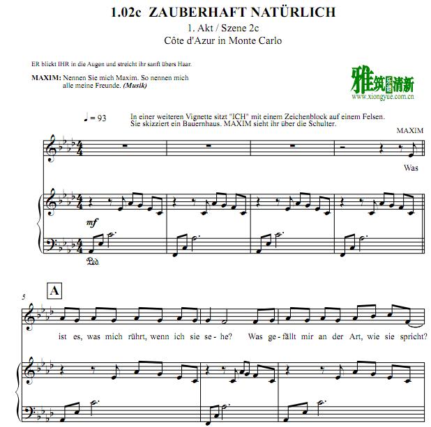 音乐剧 Rebecca 蝴蝶梦 Zauberhaft natürlich钢琴伴奏谱