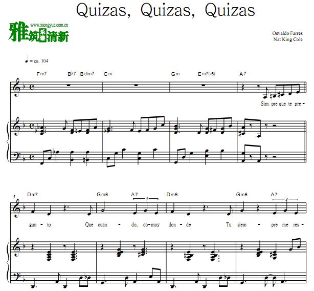 Nat King Cole - Quizas, Quizas, Quizas歌谱 正谱 钢琴谱