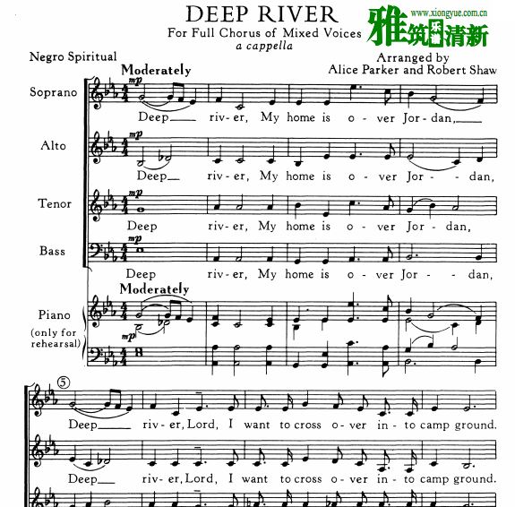 Deep River 阿卡贝拉合唱谱