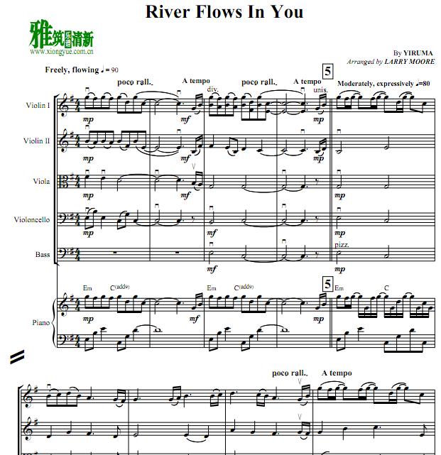 River Flows In You钢琴六重奏谱