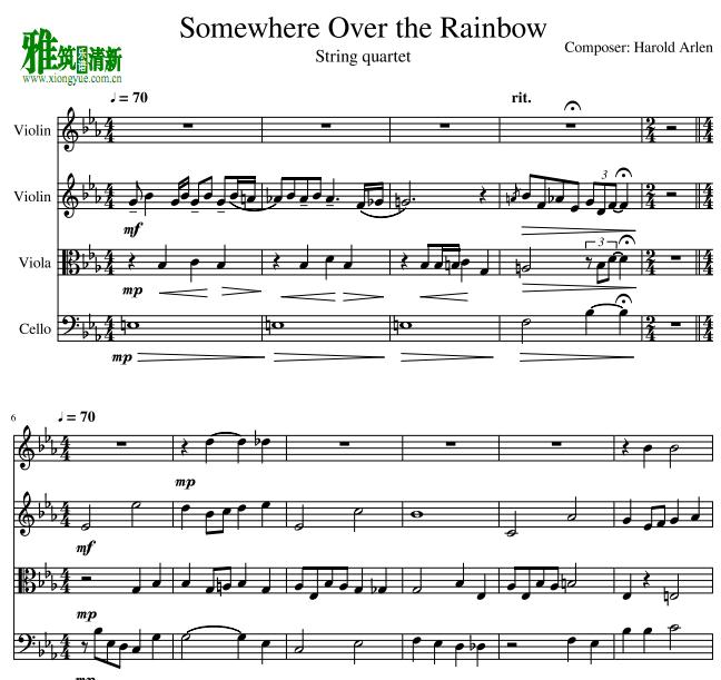 Somewhere Over The Rainbow 弦乐四重奏谱