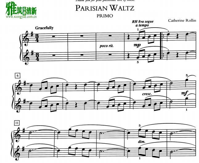 Catherine Rollin - parisian waltz四手联弹谱