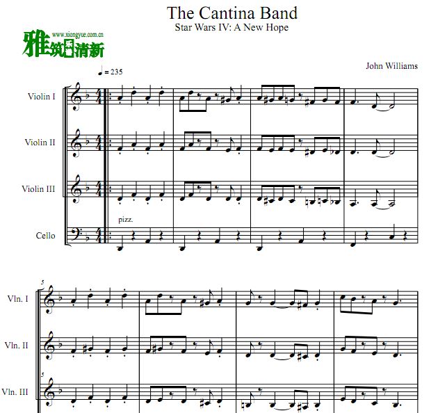 星球大战 The Cantina Band 三小提琴大提琴合奏谱
